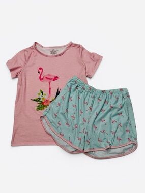 Flamingo Fun Kids Pajama Set - Pink and Blue